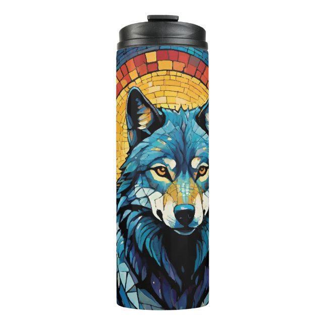 Farbenfrohe MosaikIllustration des majestätischen  Thermosbecher (Vorderseite)