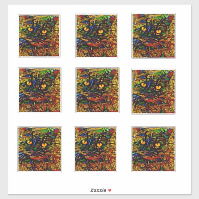 Farbenfrohe Mosaikkatze Kunst Prin Aufkleber (Blatt)