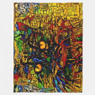 Farbenfrohe Mosaikkatze Kunst Prin Fleecedecke