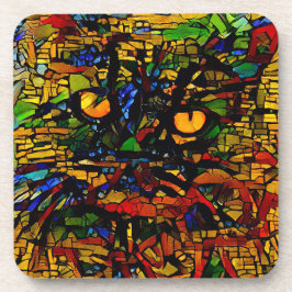 Farbenfrohe Mosaikkatze Kunst Prin Getränkeuntersetzer
