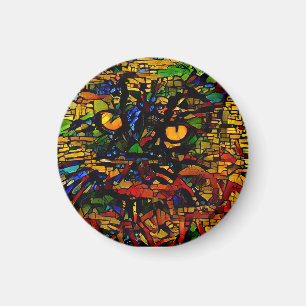 Farbenfrohe Mosaikkatze Kunst Prin Magnet