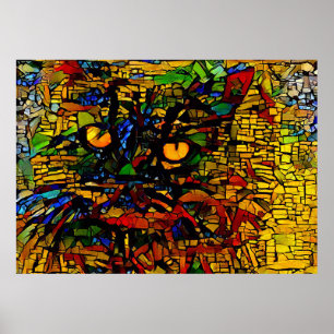Farbenfrohe Mosaikkatze Kunst Prin Poster