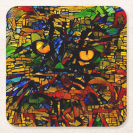 Farbenfrohe Mosaikkatze Kunst Prin Rechteckiger Pappuntersetzer