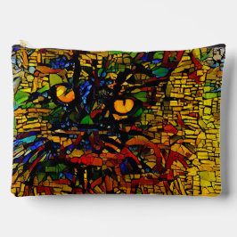 Farbenfrohe Mosaikkatze Kunst Prin Zubehörtasche