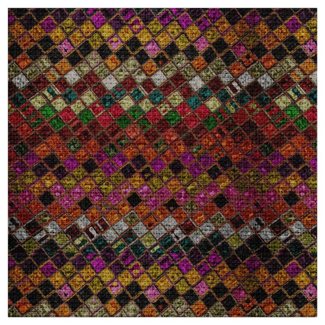 Farbenfrohe Mosaikmuster-Burlap Rustic #12 Stoff (Muster)
