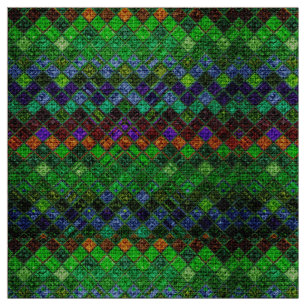 Farbenfrohe Mosaikmuster Burlap Rustic #3 Stoff