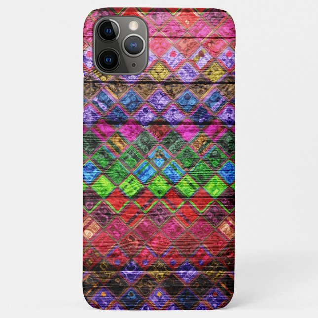 Farbenfrohe Mosaikmuster Holzaussehen Case-Mate iPhone Hülle (Rückseite)