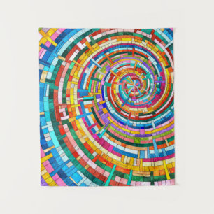 Farbenfrohe Mosaikspirale Wandteppich