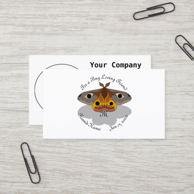 Farbenfrohe Moth Monogram Visitenkarte (Vorderseite/Rückseite Beispiel)