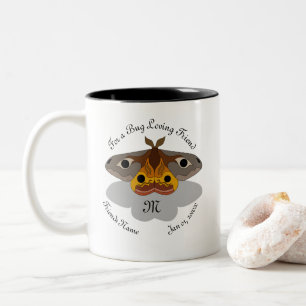 Farbenfrohe Moth Monogram Zweifarbige Tasse