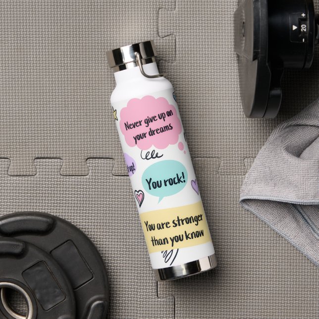 Farbenfrohe Motivationszitate Trinkflasche (Fitnessstudio (gedreht))