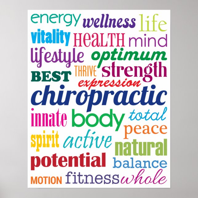 Farbenfrohe Motivierend Word Collage Chiropractic Poster (Vorne)