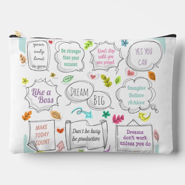 Farbenfrohe Motivierend Zitate sprechen Blasen Zie Zubehörtasche (Vorderseite)