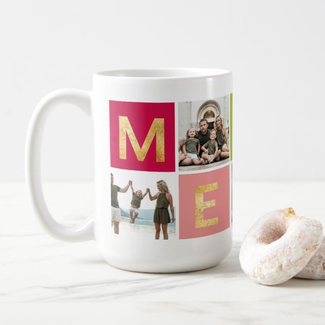 Farbenfrohe Multi-Foto Foto Tasse (Mit Donut)