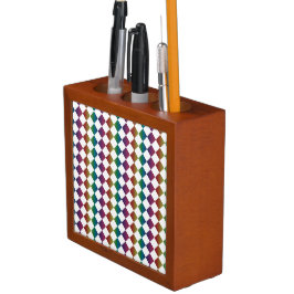 Farbenfrohe Multicolor Diamond Harlequin Schachbre Stifthalter