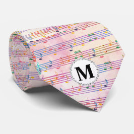 Farbenfrohe Multicolor-Musiknote Monogram Musiker Krawatte