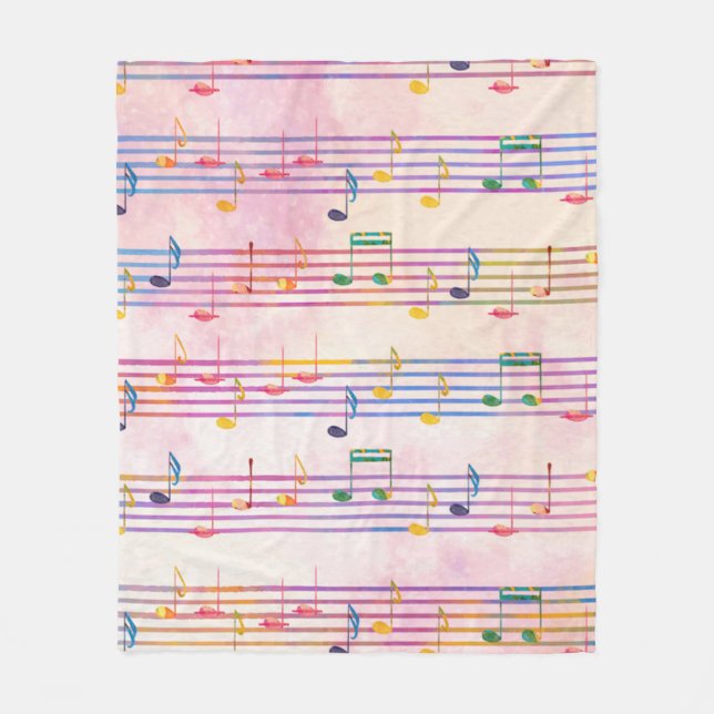 Farbenfrohe Multicolor-Musiknote Musiker Fleecedecke (Vorderseite)