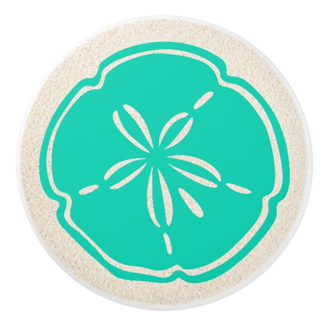 Farbenfrohe Muschel Sand Dollar Drawer Knobs Keramikknauf (Vorderseite)