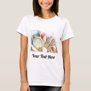 Farbenfrohe Muscheln am Strand Aquarellmalerei T-Shirt