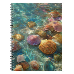 Farbenfrohe Muscheln klares Wasser-Notebook Notizblock