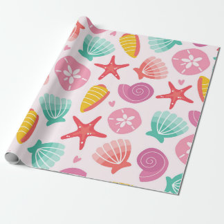 Farbenfrohe Muscheln und Starfish Muster Geschenkpapier