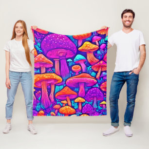 Farbenfrohe Mushroom-Muster Fleecedecke
