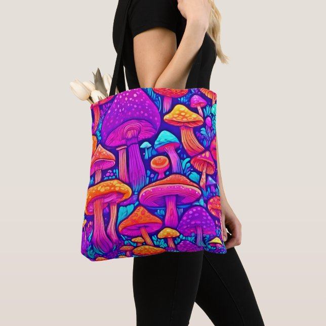 Farbenfrohe Mushroom-Muster Tasche (Von Nahem)