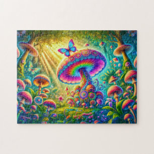 Farbenfrohe Mushroom World Psychedelic Fantasy Art