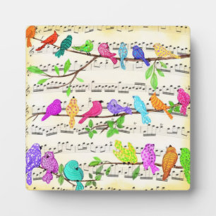 Farbenfrohe Musical Birds Spring Plaque Fotoplatte