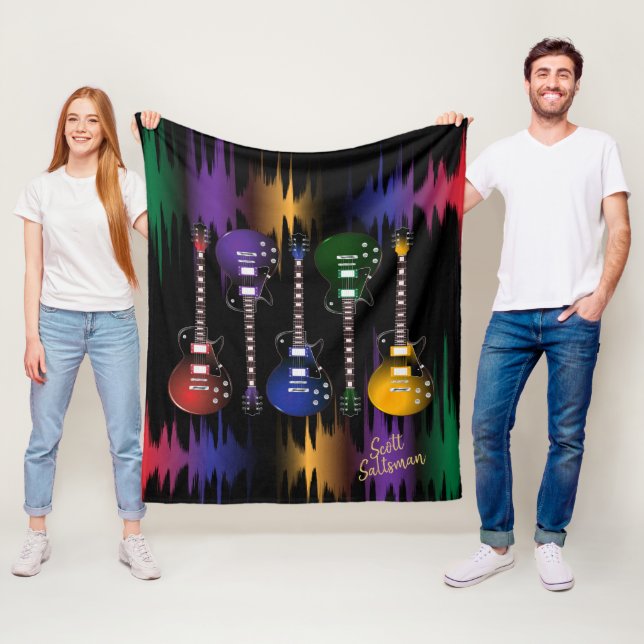 Farbenfrohe Musik und Gitarren Fleecedecke (Beispiel)