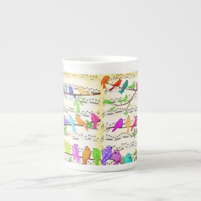 Farbenfrohe musikalische Birds Frühlingszeit Tasse (Vorderseite)