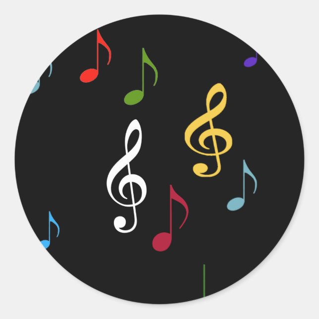 Farbenfrohe musikalische Hinweise Runder Aufkleber (Vorderseite)