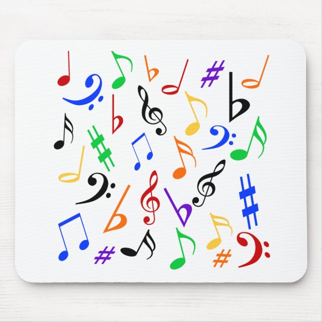 Farbenfrohe musikalische Noten Mousepad (Vorne)