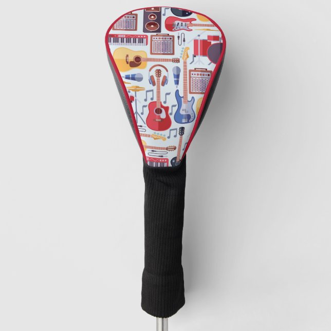 Farbenfrohe Musikinstrumente Muster Golf Headcover (Vorderseite)
