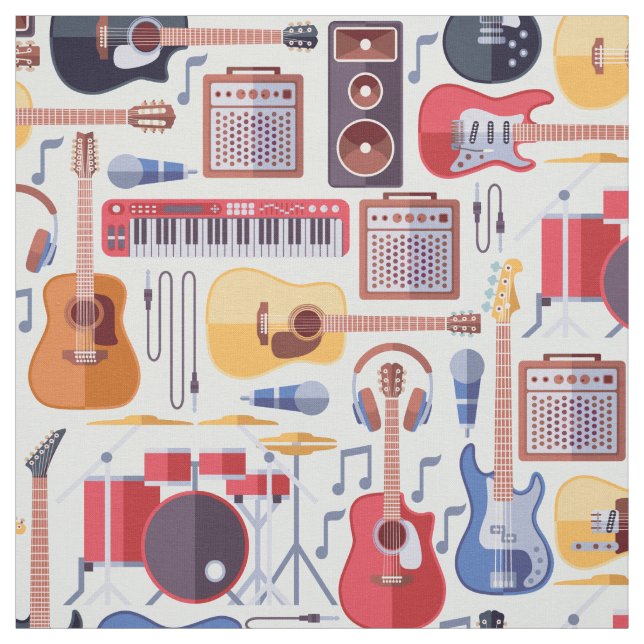 Farbenfrohe Musikinstrumente Muster Stoff (Muster)