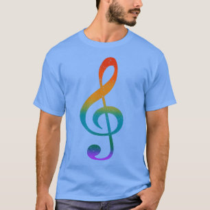 Farbenfrohe Musiknote erschüttert texturiert T-Shirt