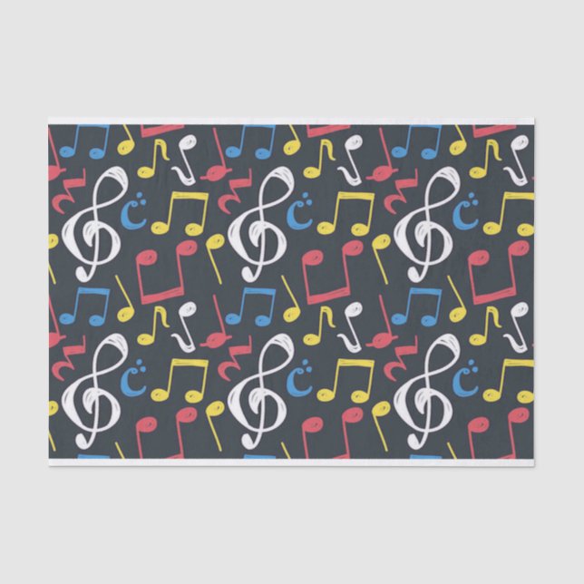 Farbenfrohe Musiknote Mustermusiker Seidenpapier (Vorderseite)