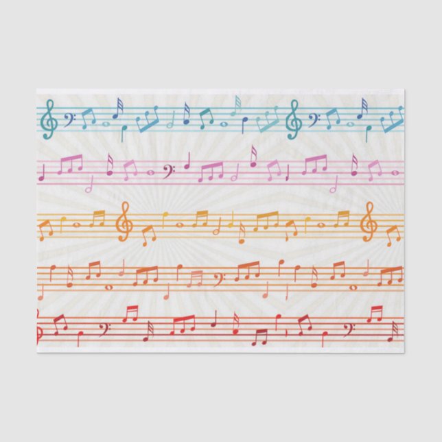 Farbenfrohe Musiknote Mustermusiker Seidenpapier (Vorderseite)