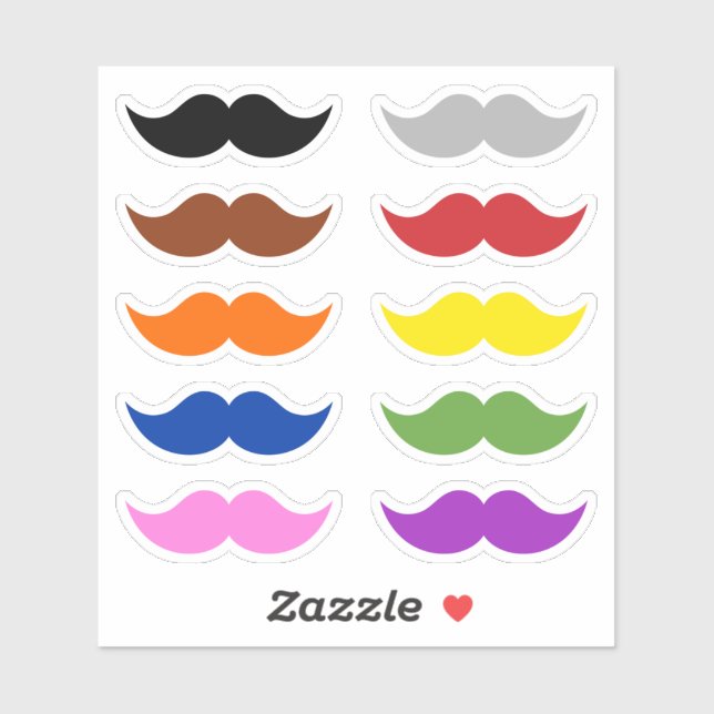 Farbenfrohe Mustaches Mustache Funny Spaß Set von  Aufkleber (Blatt)