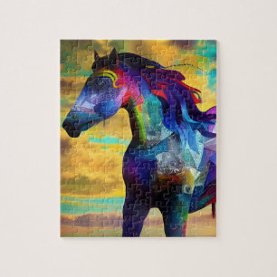 Farbenfrohe Mustang Horse Jigsaw Puzzle