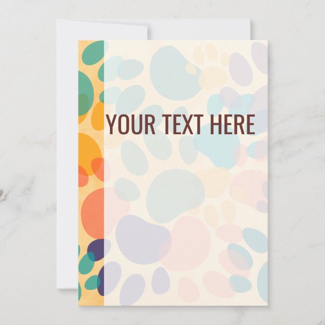 Farbenfrohe Muster Dog Paw Prints Ankündigung (Vorderseite)