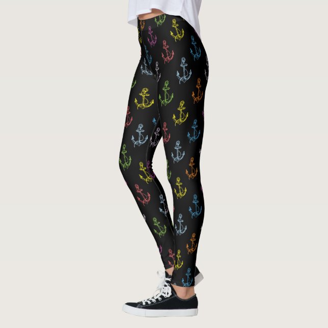 Farbenfrohe Muster für die Anker des Schiffes Leggings (Links)