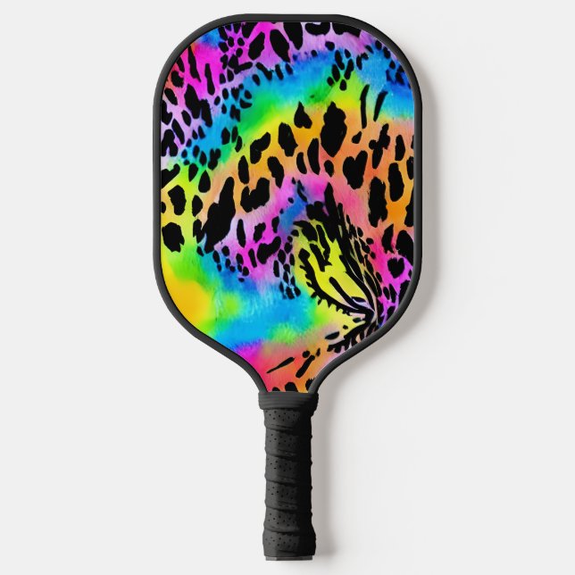 Farbenfrohe Muster für Tierdrucke Pickleball Schläger (Vorderseite)