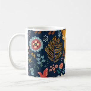 Farbenfrohe Muster mit Fuchs, Muster, Wald, Fall Kaffeetasse