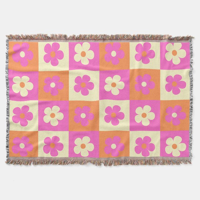 Farbenfrohe Muster Retro BOHO Chic Decke (Vorderseite)