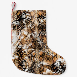 Farbenfrohe Musterstudie, Leopard, Zebra, Camoufla Kleiner Weihnachtsstrumpf