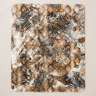 Farbenfrohe Musterstudie, Leopard, Zebra, Camoufla Sherpadecke