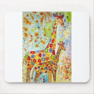 Farbenfrohe Mutter und Baby Giraffen Mousepad