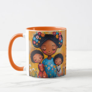 Farbenfrohe Mutter und Kind Night Garden Tasse