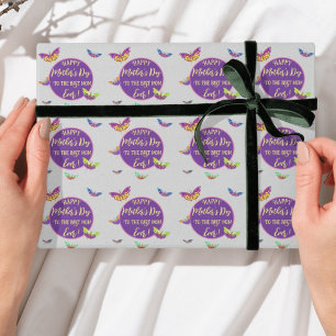 Farbenfrohe Muttertagsgrüße mit Schmetterlingen Geschenkpapier